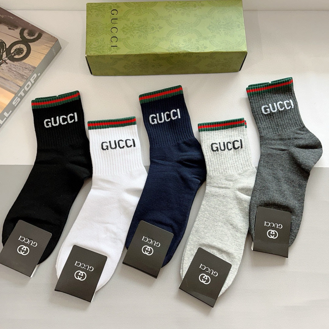 Gucci Cotton Crew Socks - 5-Pair Pack