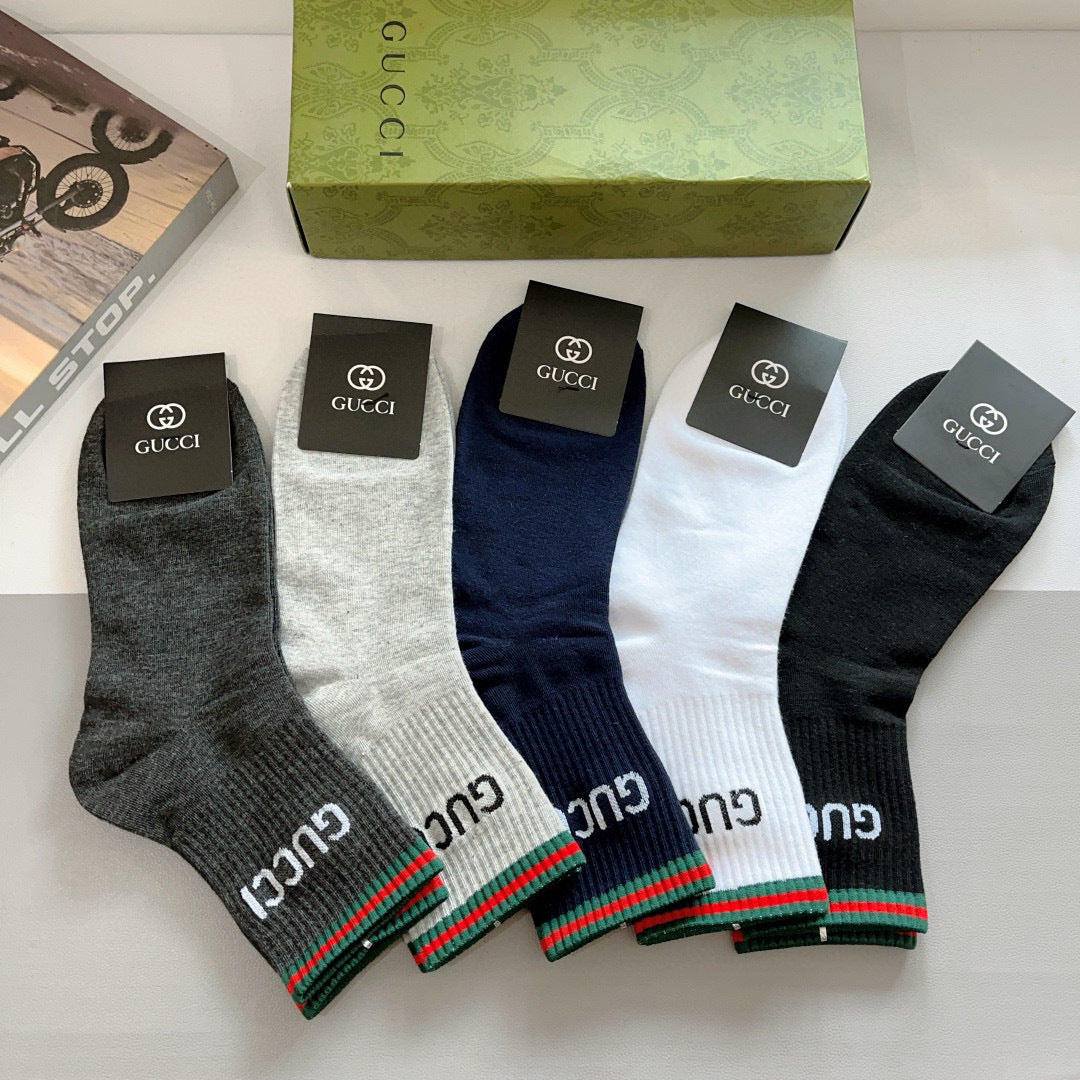 Gucci Cotton Crew Socks - 5-Pair Pack