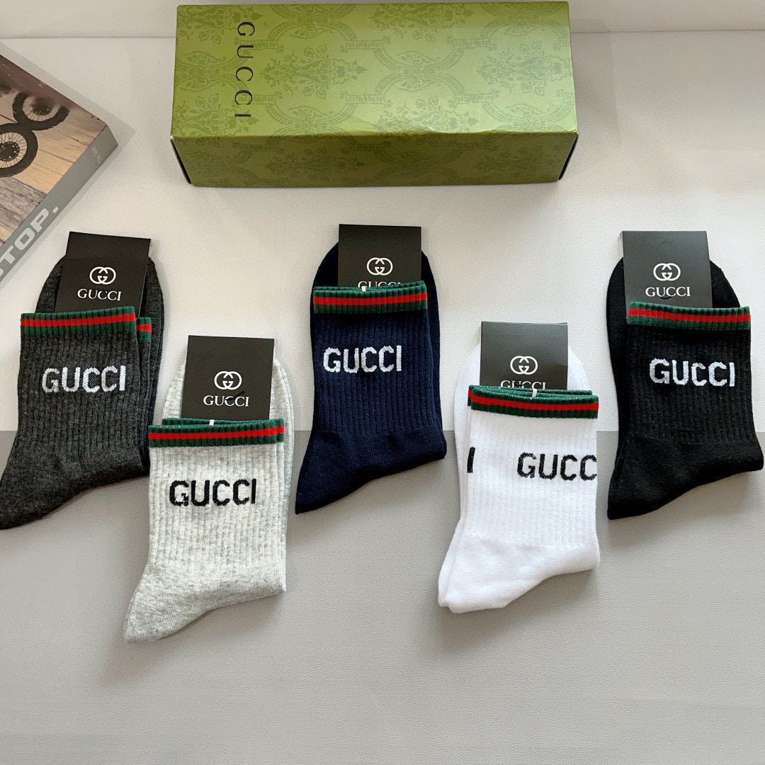 Gucci Cotton Crew Socks - 5-Pair Pack