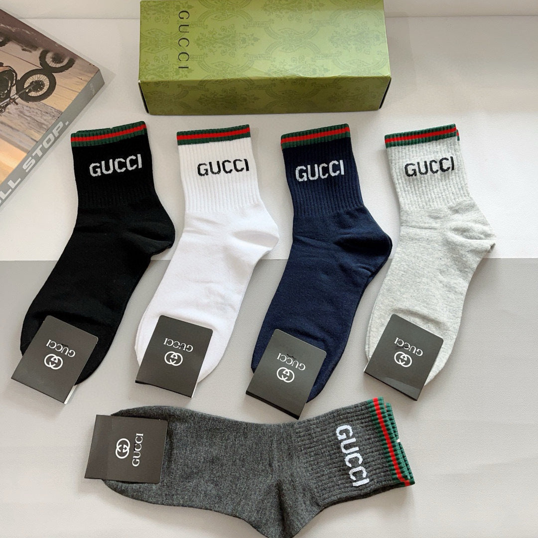 Gucci Cotton Crew Socks - 5-Pair Pack