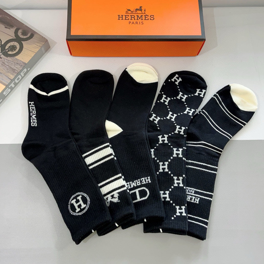 Hermes Crew Socks - 5-Pair Pack