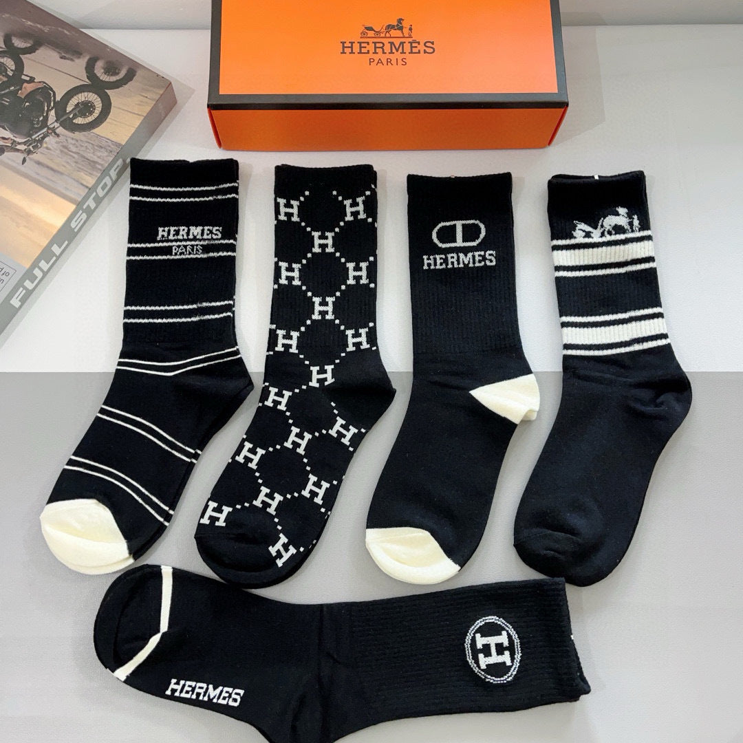 Hermes Crew Socks - 5-Pair Pack