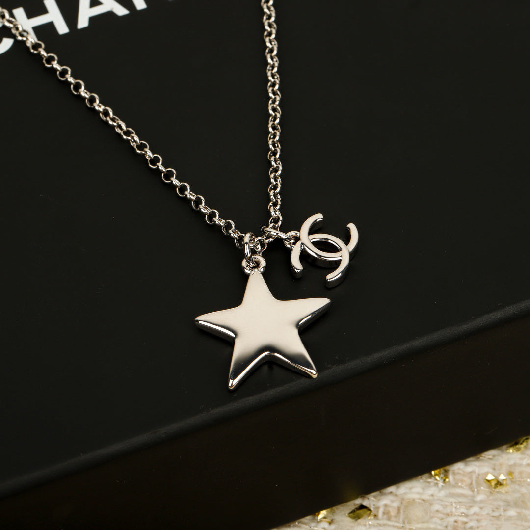 Martin Graham pendant necklace in polished metal-tone – styled product view
