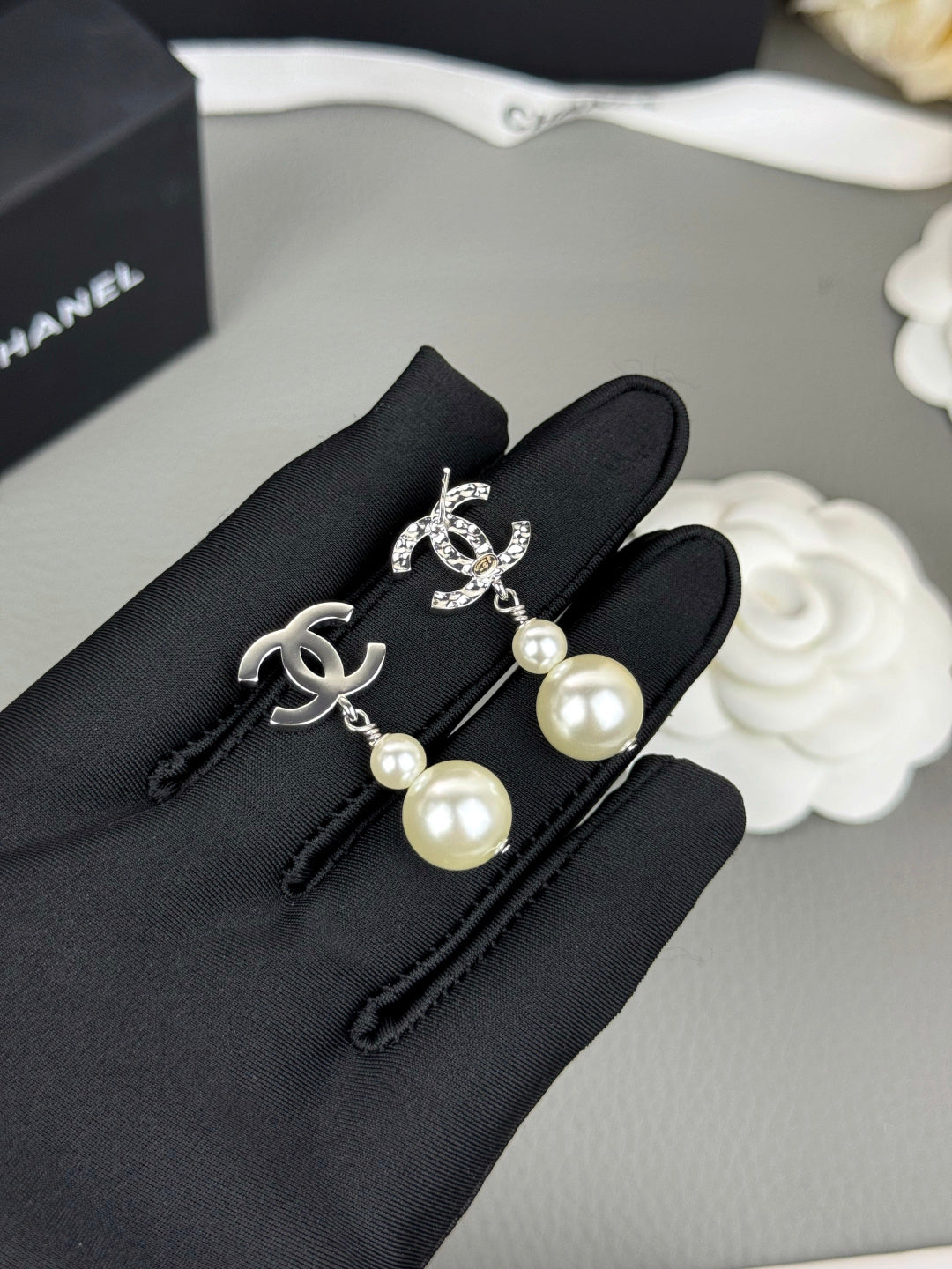 Martin Graham earrings in polished metal-tone – styled product view