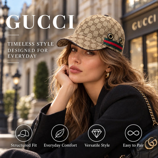 Gucci Canvas Baseball Cap worn in a premium lifestyle setting