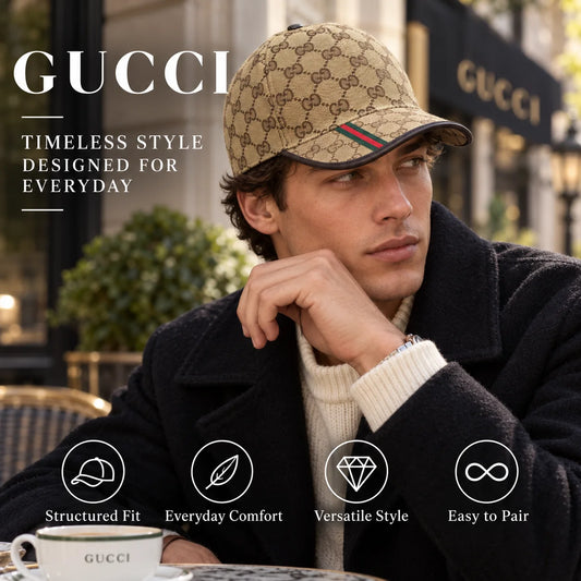 Gucci Canvas Baseball Cap worn in a premium lifestyle setting