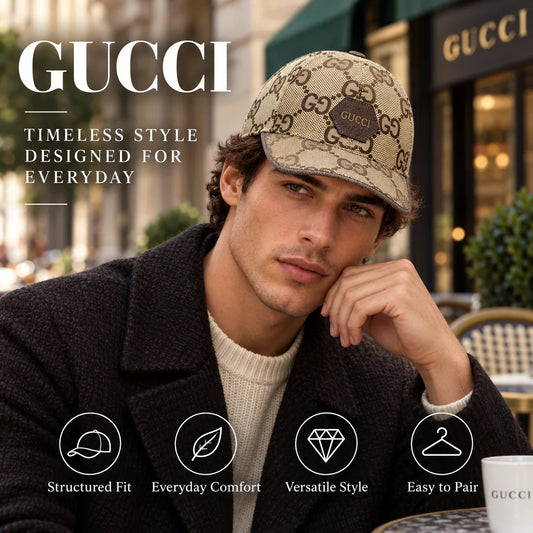 Gucci Canvas Baseball Cap worn in a premium lifestyle setting