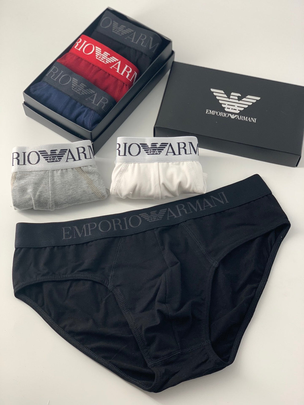 Emporio Armani Cotton Contrast Logo Waistbands Men's Briefs - 3-Piece Box