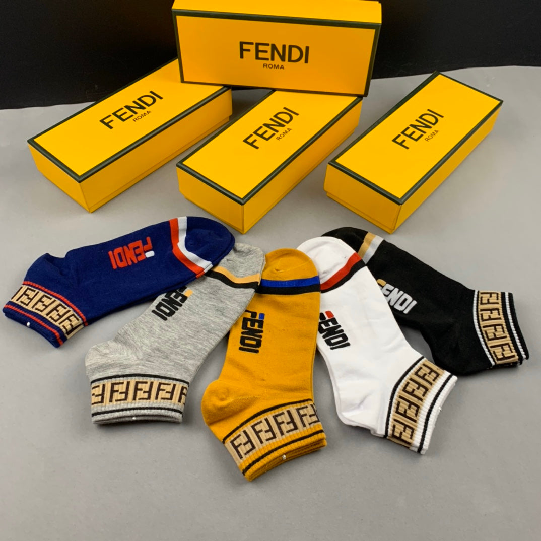 Fendi Wordmark Details Ankle Socks - 5-Pair Set
