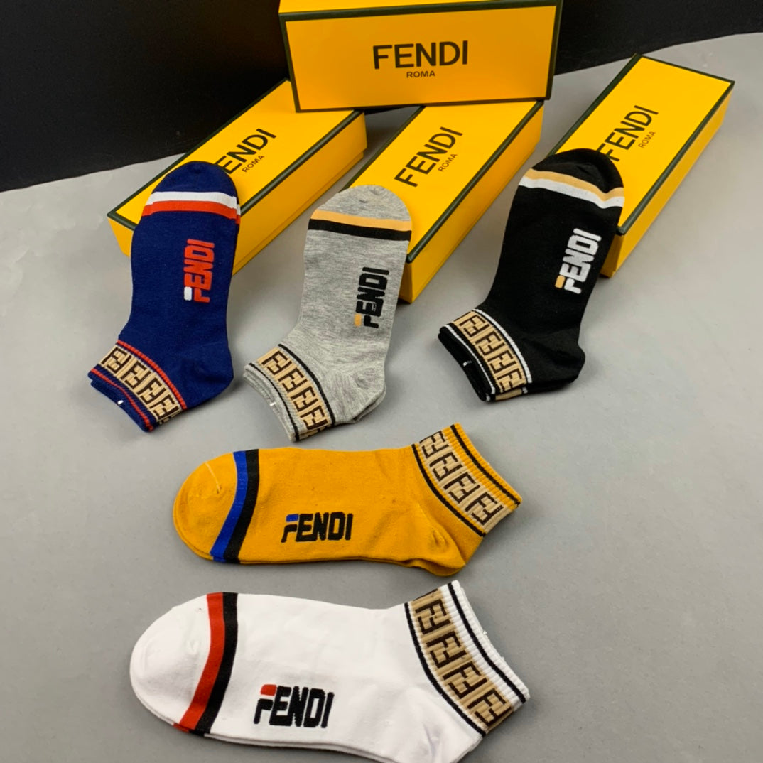 Fendi Wordmark Details Ankle Socks - 5-Pair Set