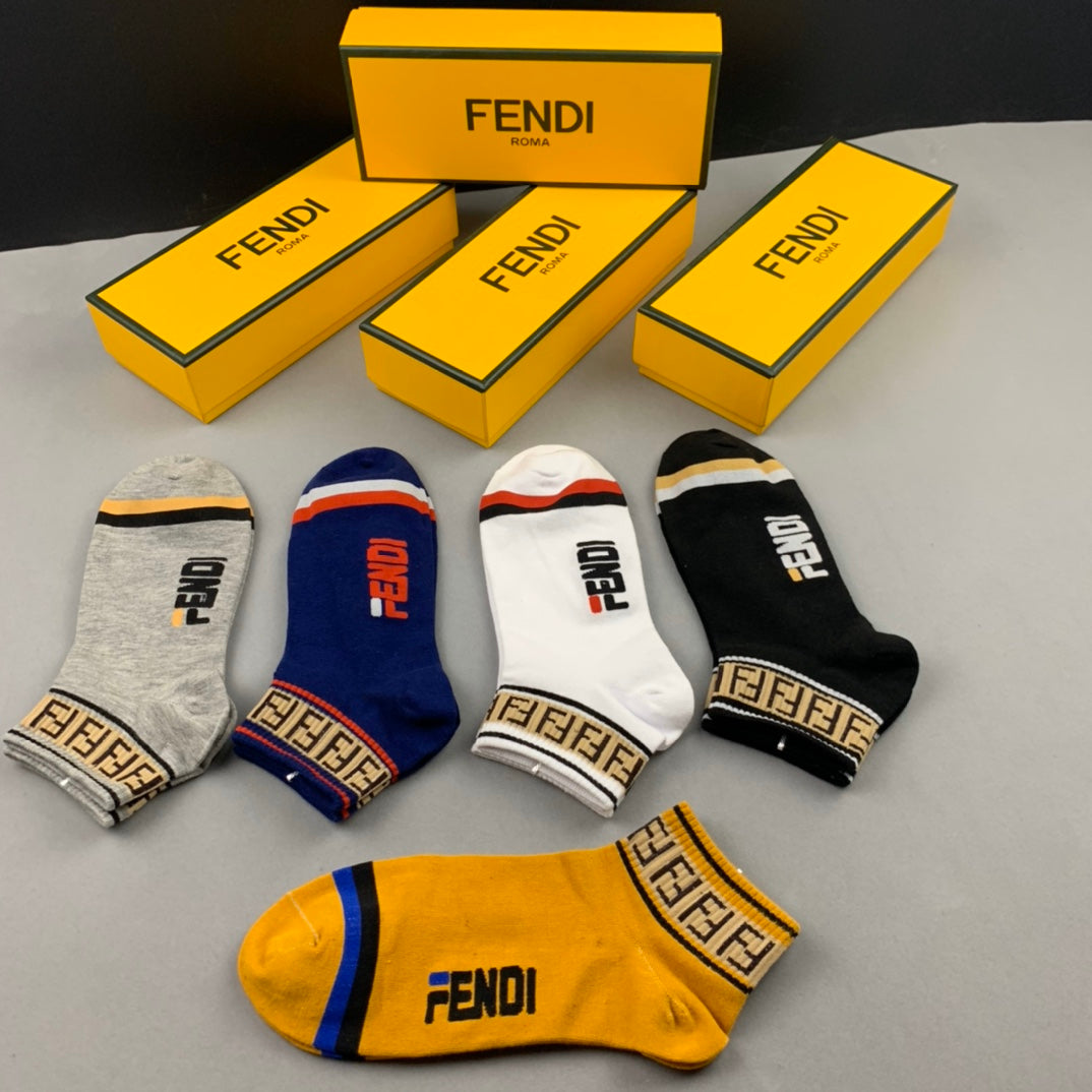 Fendi Wordmark Details Ankle Socks - 5-Pair Set