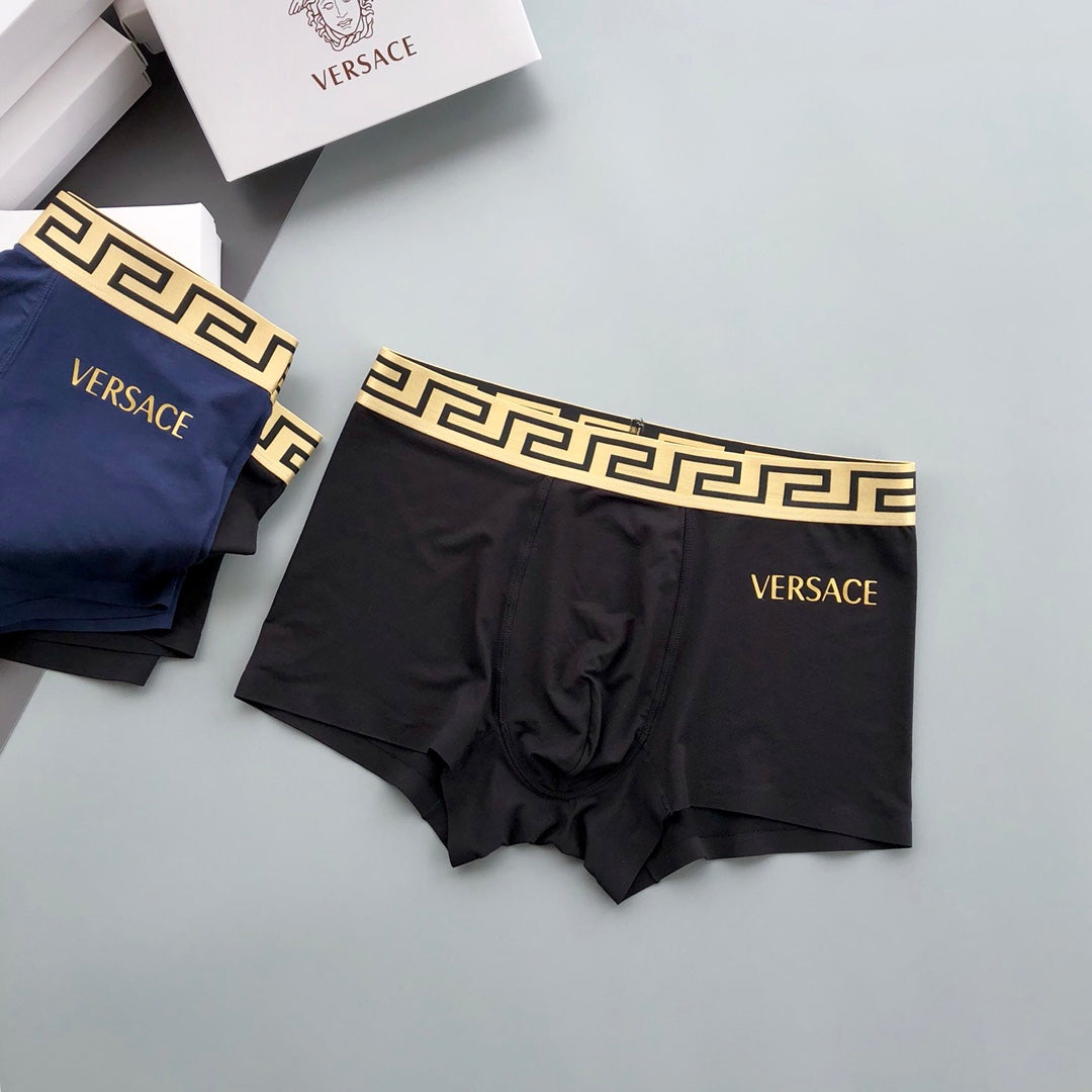 Versace Black Gold Wordmark Boxer Briefs 3-Piece Box Collection