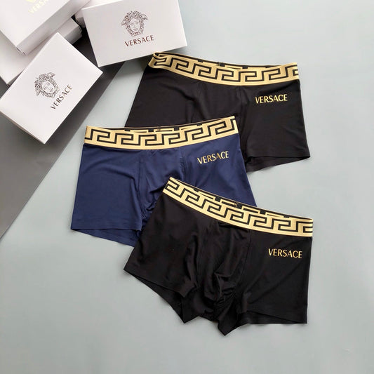 Versace Greek-Key Waistbands Men's Boxer Briefs - 3-Piece Box