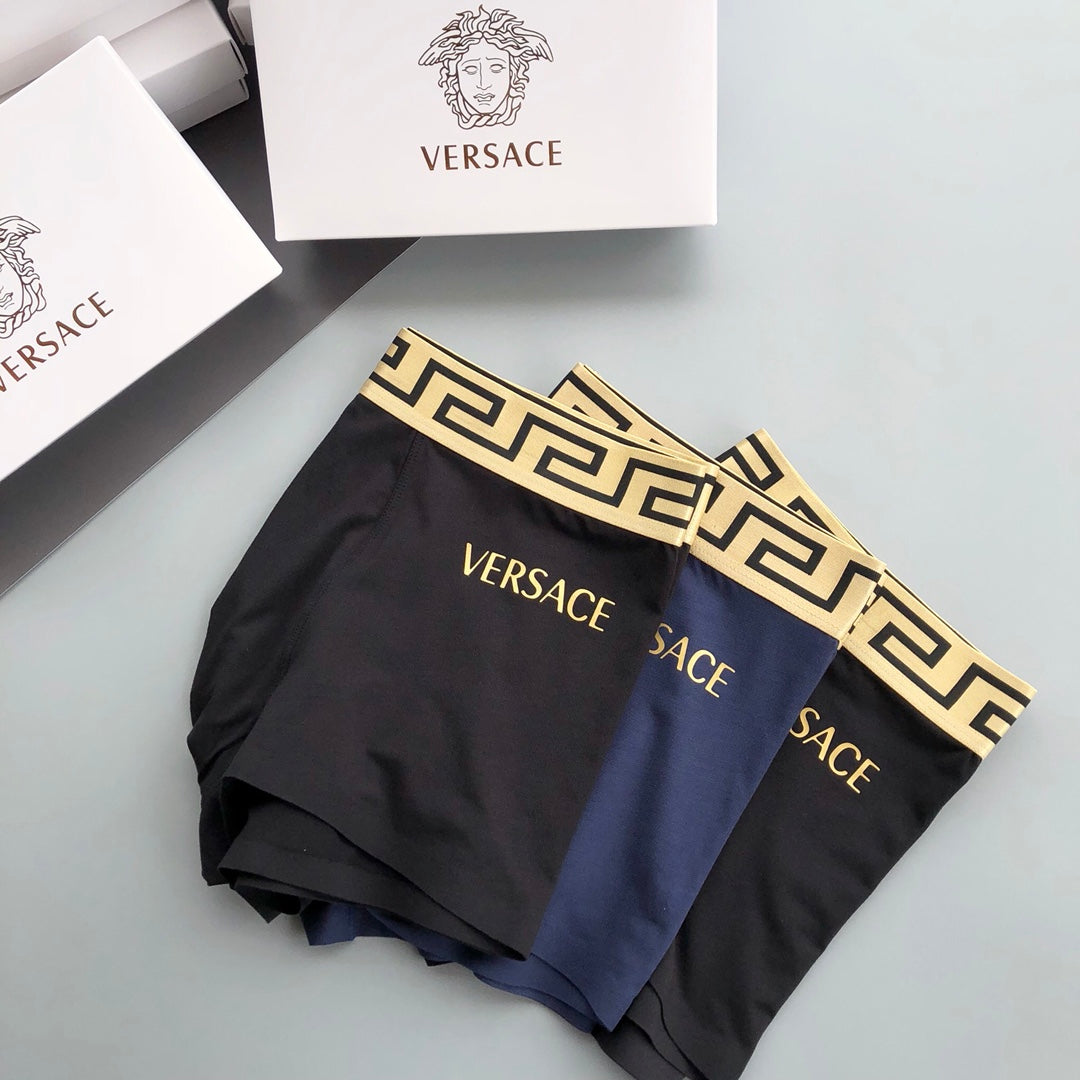 Versace Greek-Key Waistbands Men's Boxer Briefs - 3-Piece Box