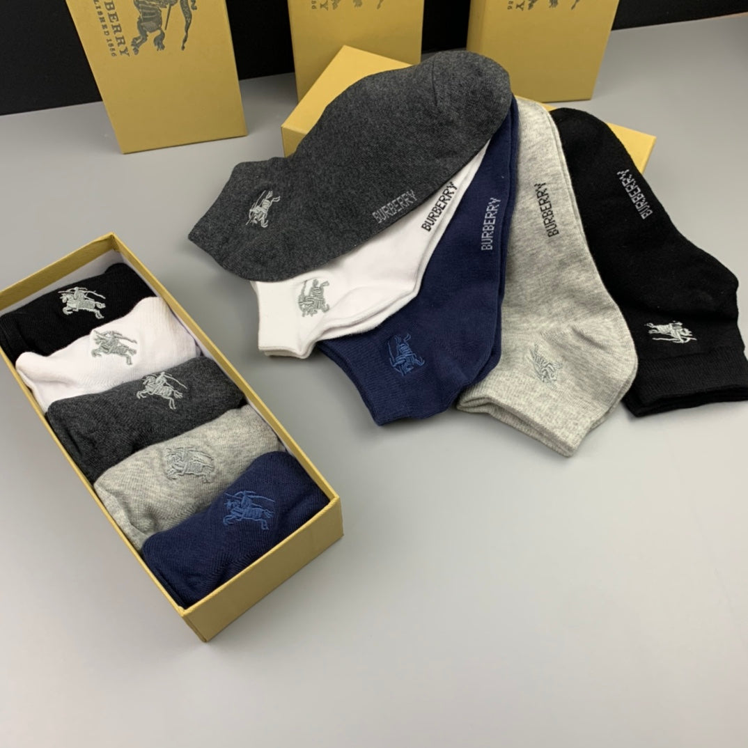 Burberry Cotton No-Show Socks - 5-Pair Pack