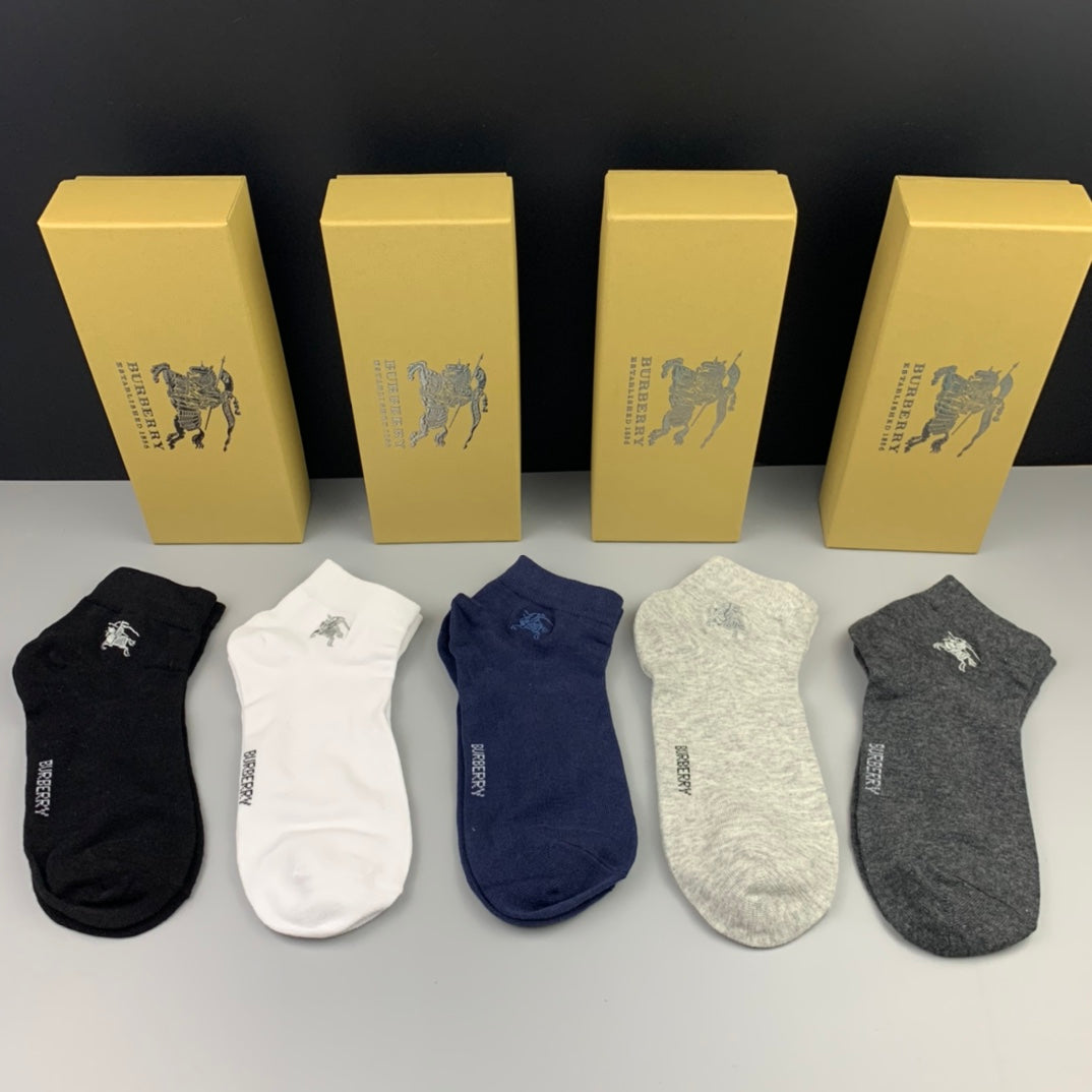 Burberry Cotton Breathable Socks – 5-Pair Pack