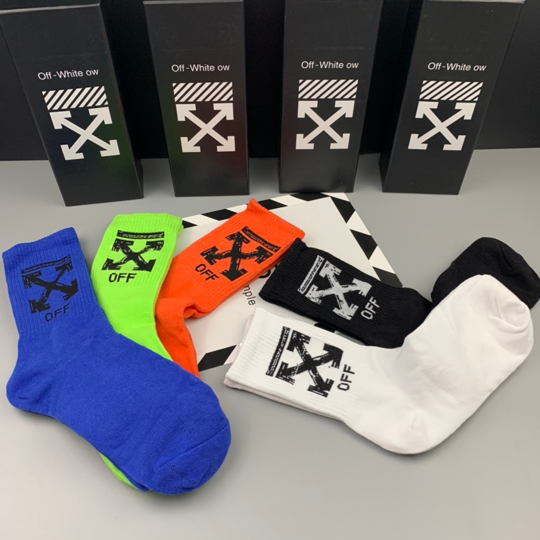 Off-White Cotton Crew Socks