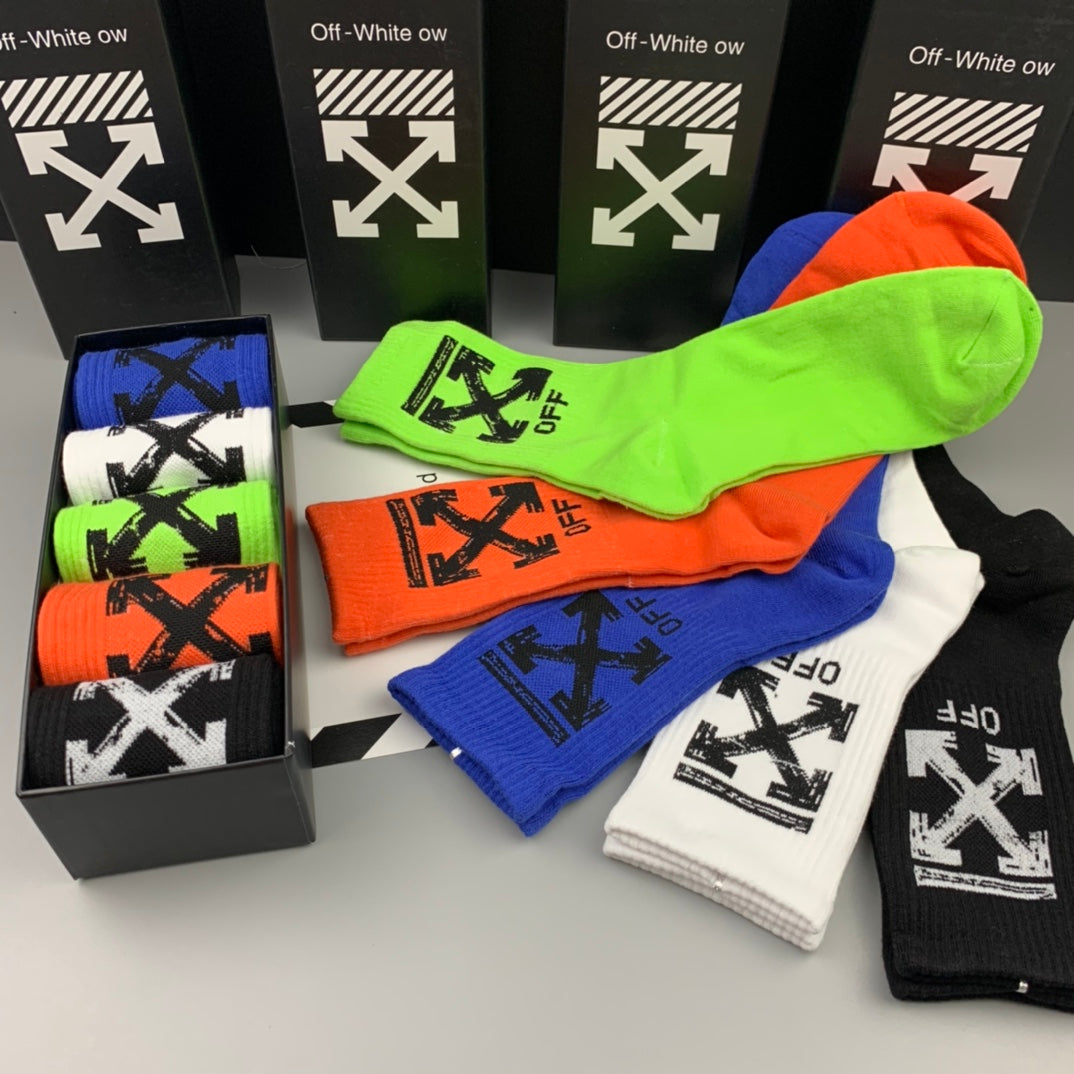 Off-White Cotton Crew Socks