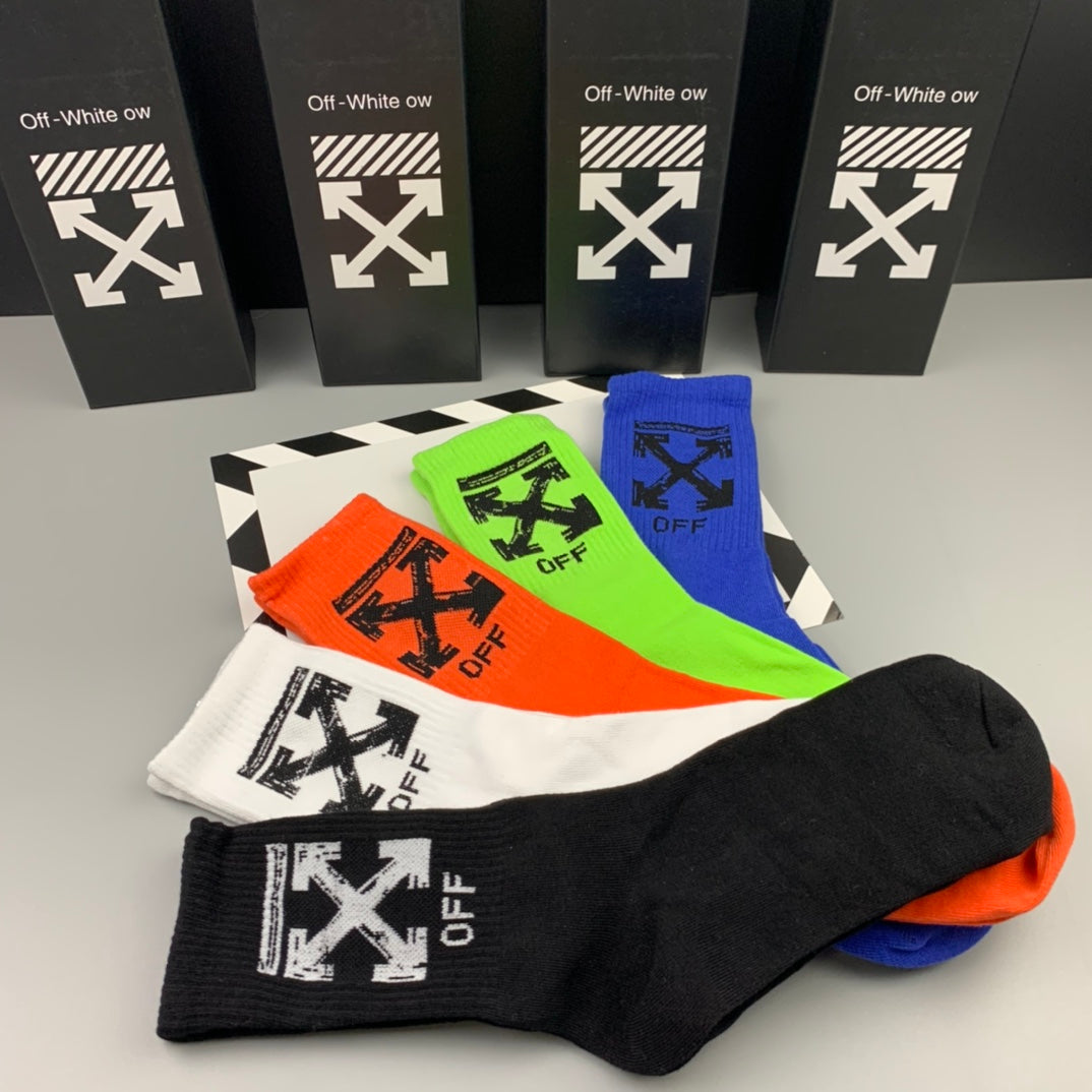 Off-White Cotton Crew Socks