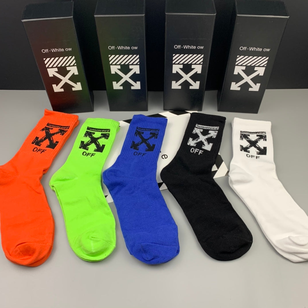 Off-White Cotton Crew Socks