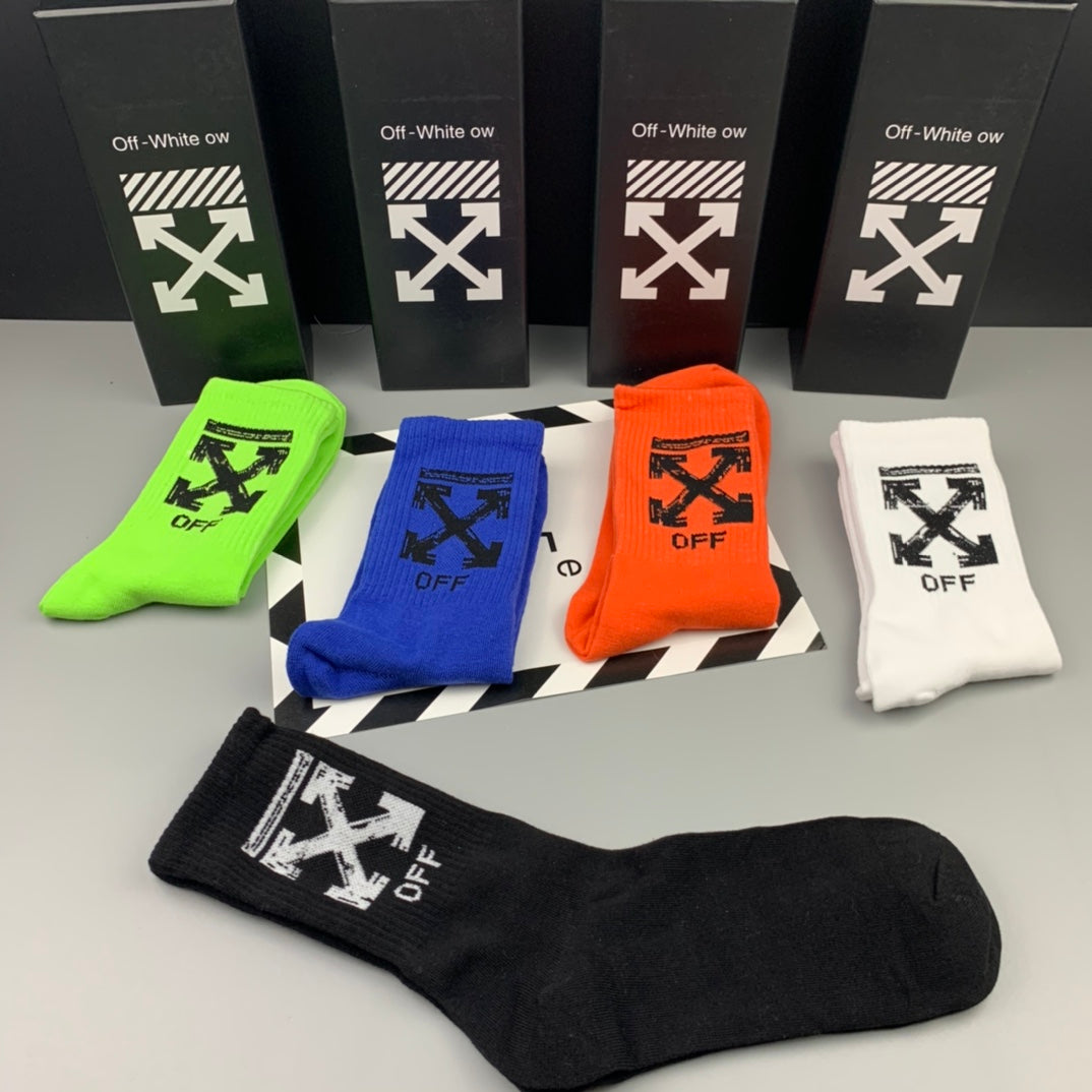 Off-White Cotton Crew Socks