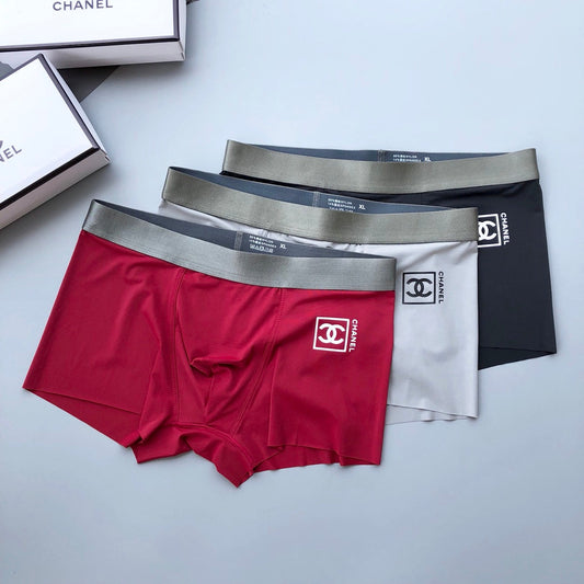 Chanel Visible Branded Waistband Or Emblem Details Men's Boxer Briefs - 3-Piece Box
