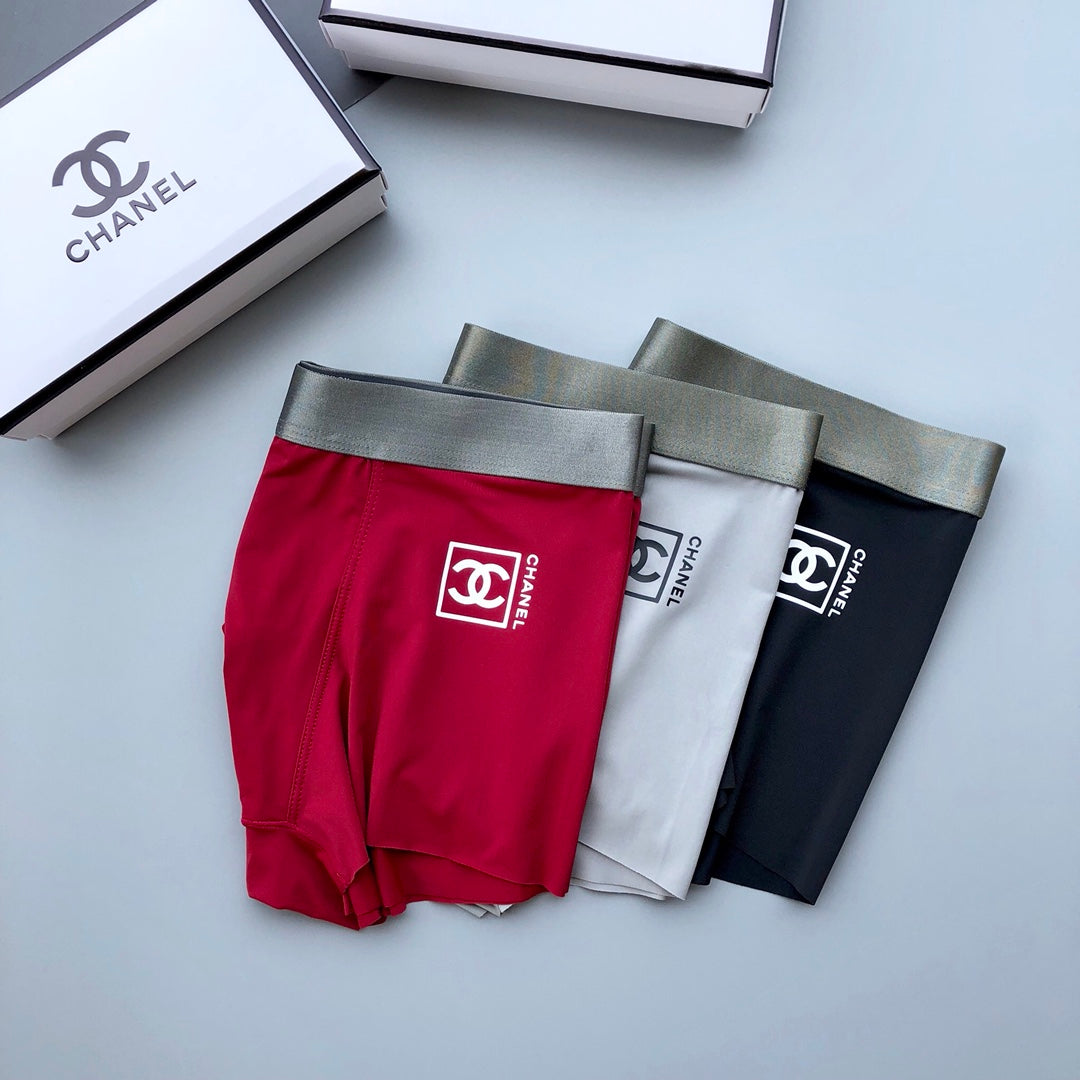 Chanel Visible Branded Waistband Or Emblem Details Men's Boxer Briefs - 3-Piece Box