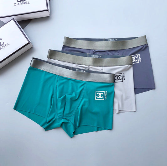 Chanel Visible Branded Waistband Or Emblem Details Men's Boxer Briefs - 3-Piece Box