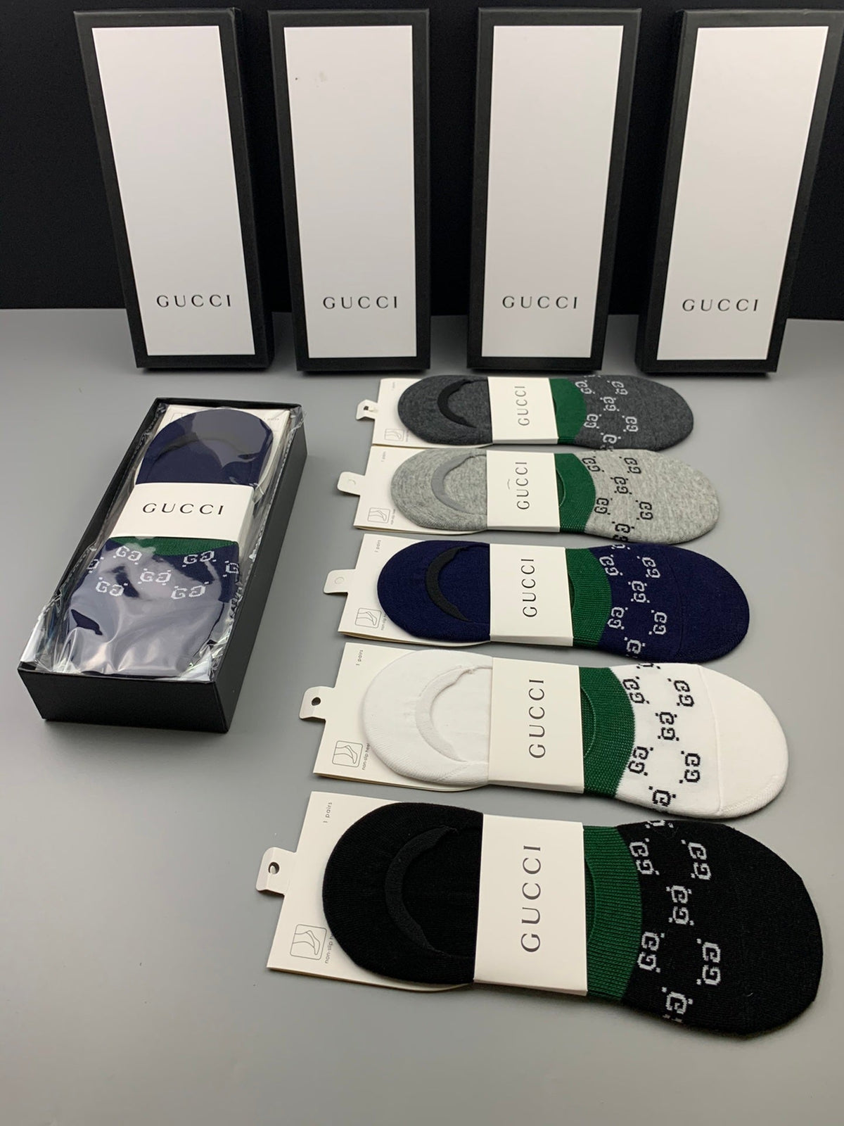 Gucci Clean Logo Details No-Show Socks - 5-Pair Set