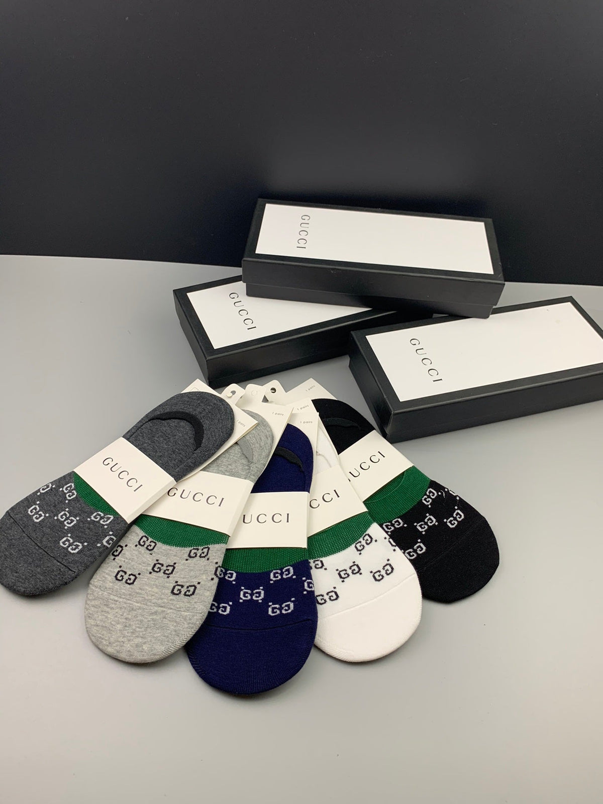 Gucci Clean Logo Details No-Show Socks - 5-Pair Set