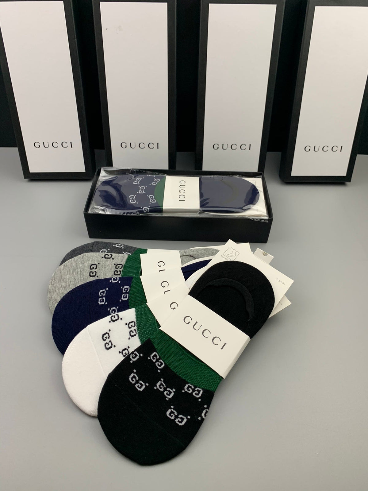Gucci Clean Logo Details No-Show Socks - 5-Pair Set