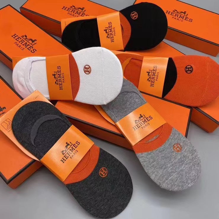 Hermes Small Emblem Details No-Show Socks - 5-Pair Set