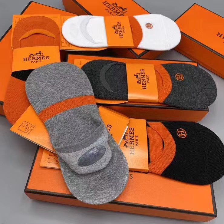 Hermes Small Emblem Details No-Show Socks - 5-Pair Set