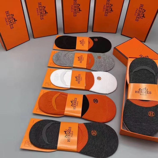 Hermes Small Emblem Details No-Show Socks - 5-Pair Set