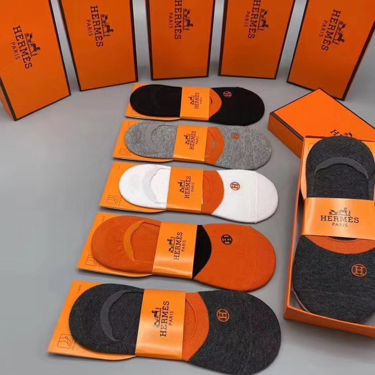 Hermes Small Emblem Details No-Show Socks - 5-Pair Set