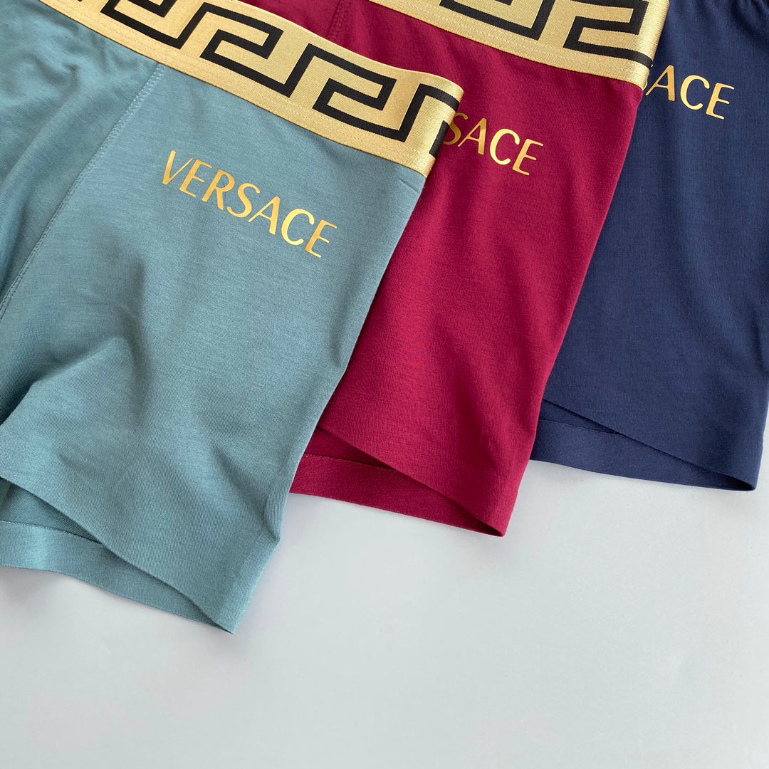 Versace Gold-Tone Waistband Details Men's Boxer Briefs - 3-Piece Box