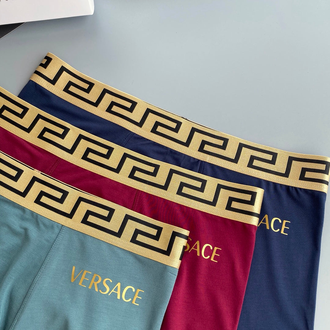 Versace Gold-Tone Waistband Details Men's Boxer Briefs - 3-Piece Box