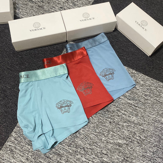 Versace Visible Branded Waistband Or Emblem Details Men's Boxer Briefs - 3-Piece Box