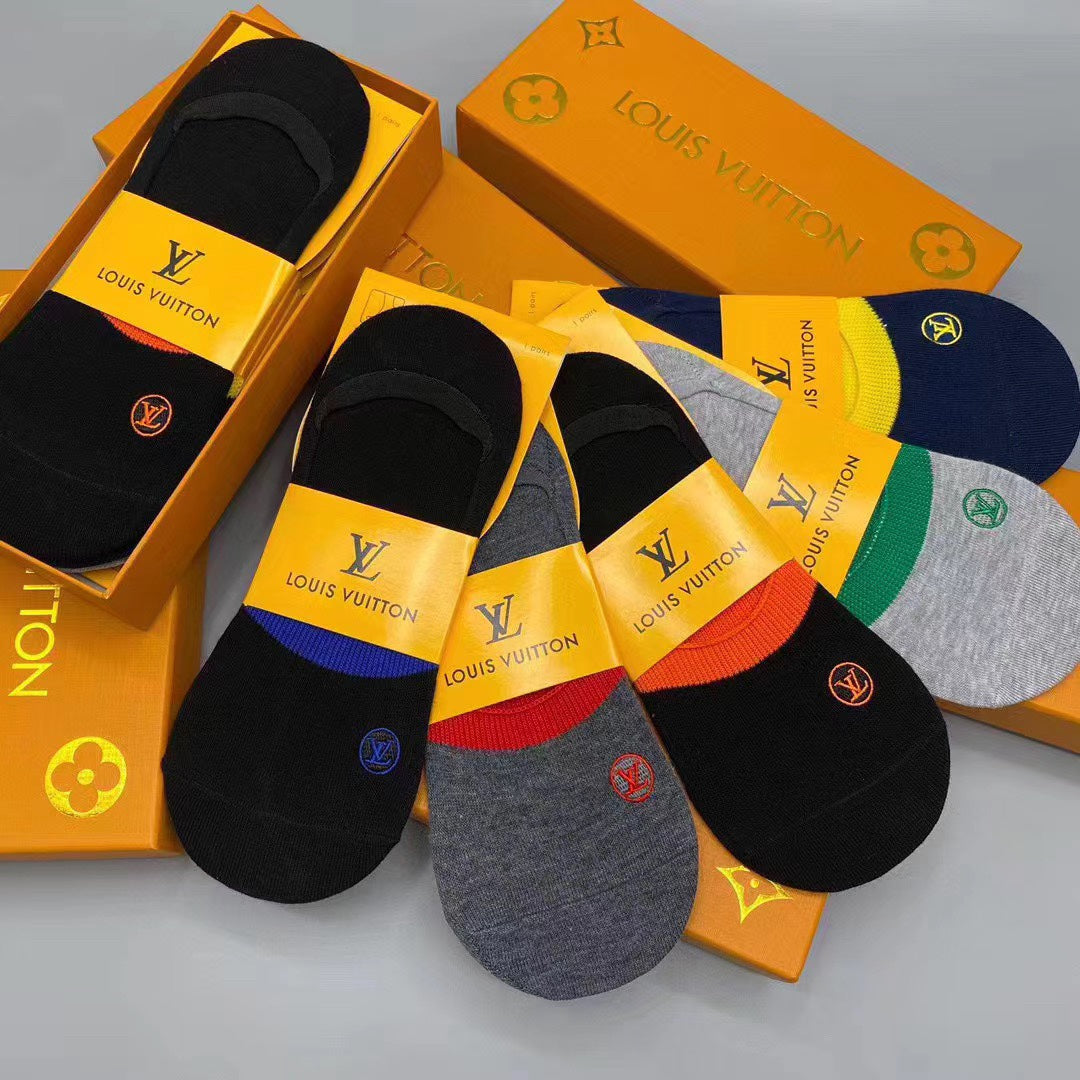Louis Vuitton Restrained Initial Details No-Show Socks - 5-Pair Set