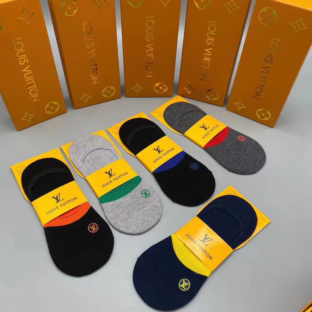 Louis Vuitton Colourful Initial Details No-Show Socks - 5-Pair Set