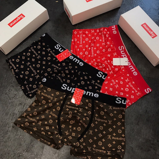 Louis Vuitton x Supreme Monogram-Style Graphics And Contrast Waistbands Men's Boxer Briefs - 3-Piece Box