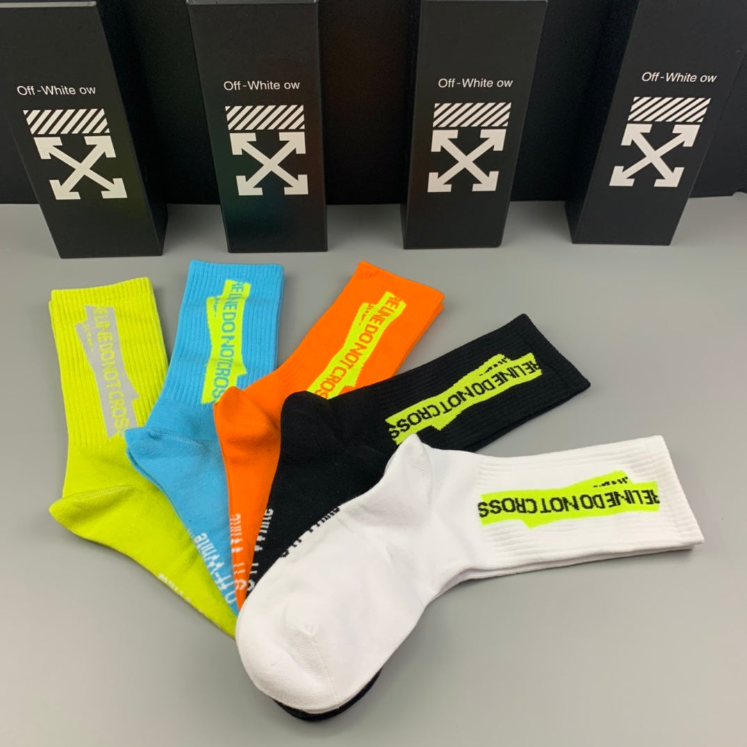 Off-White Cotton Crew Socks