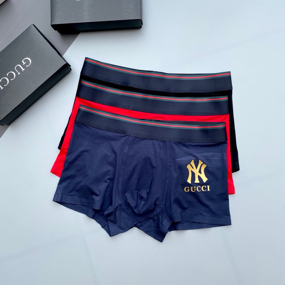 Gucci Red and Navy Boxer Briefs 3-Piece Box Collection Essentials