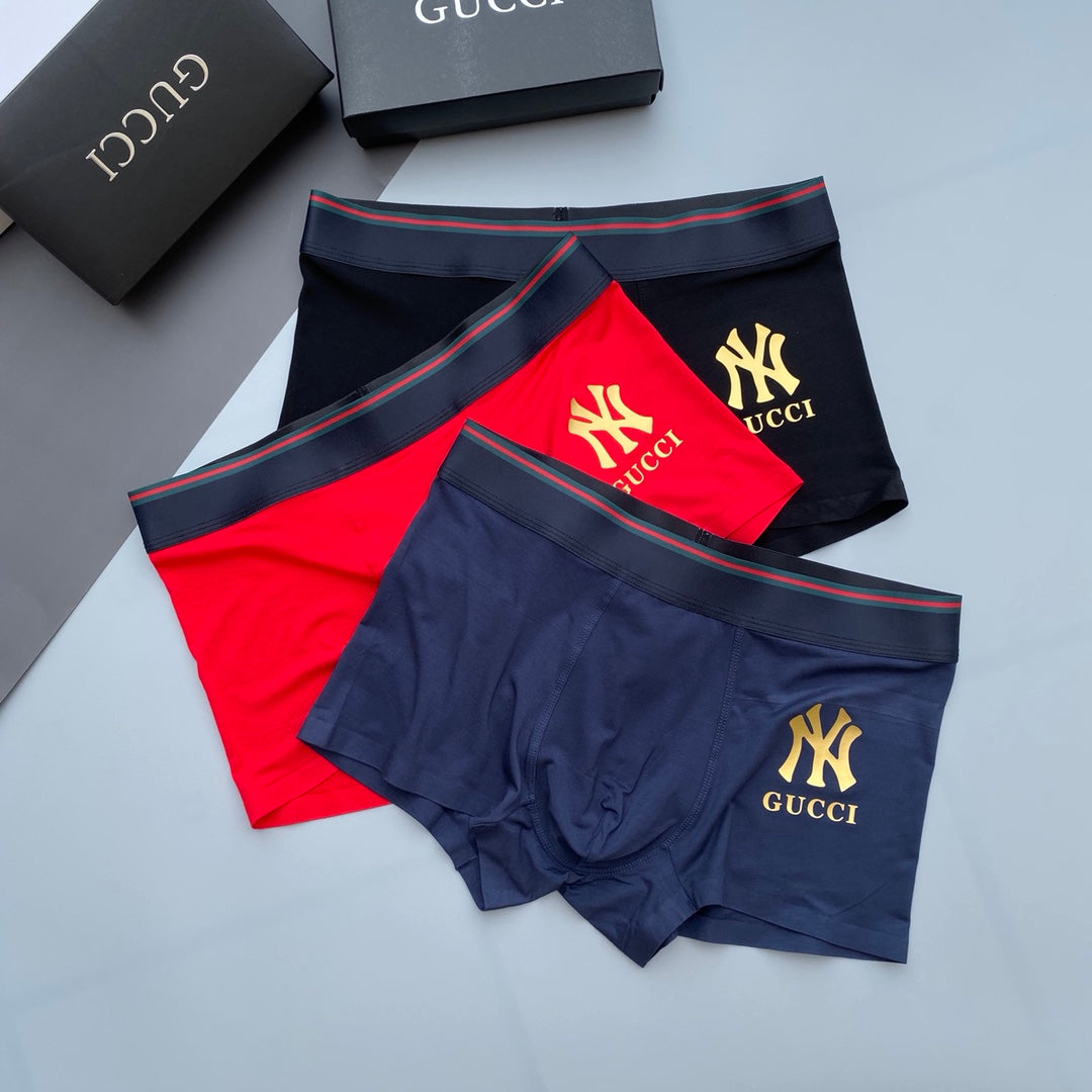 Gucci Red and Navy Boxer Briefs 3-Piece Box Collection Essentials