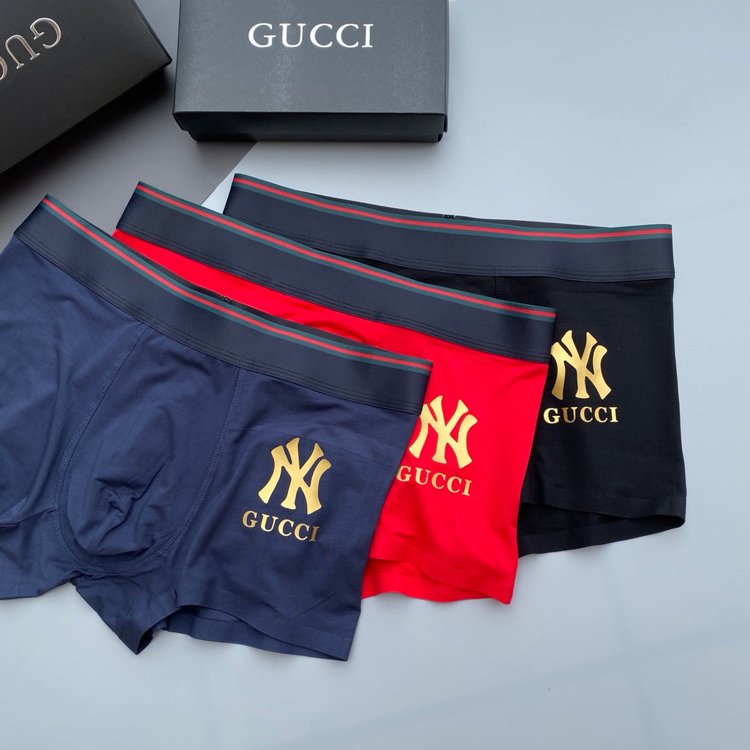 Gucci Red and Navy Boxer Briefs 3-Piece Box Collection Essentials