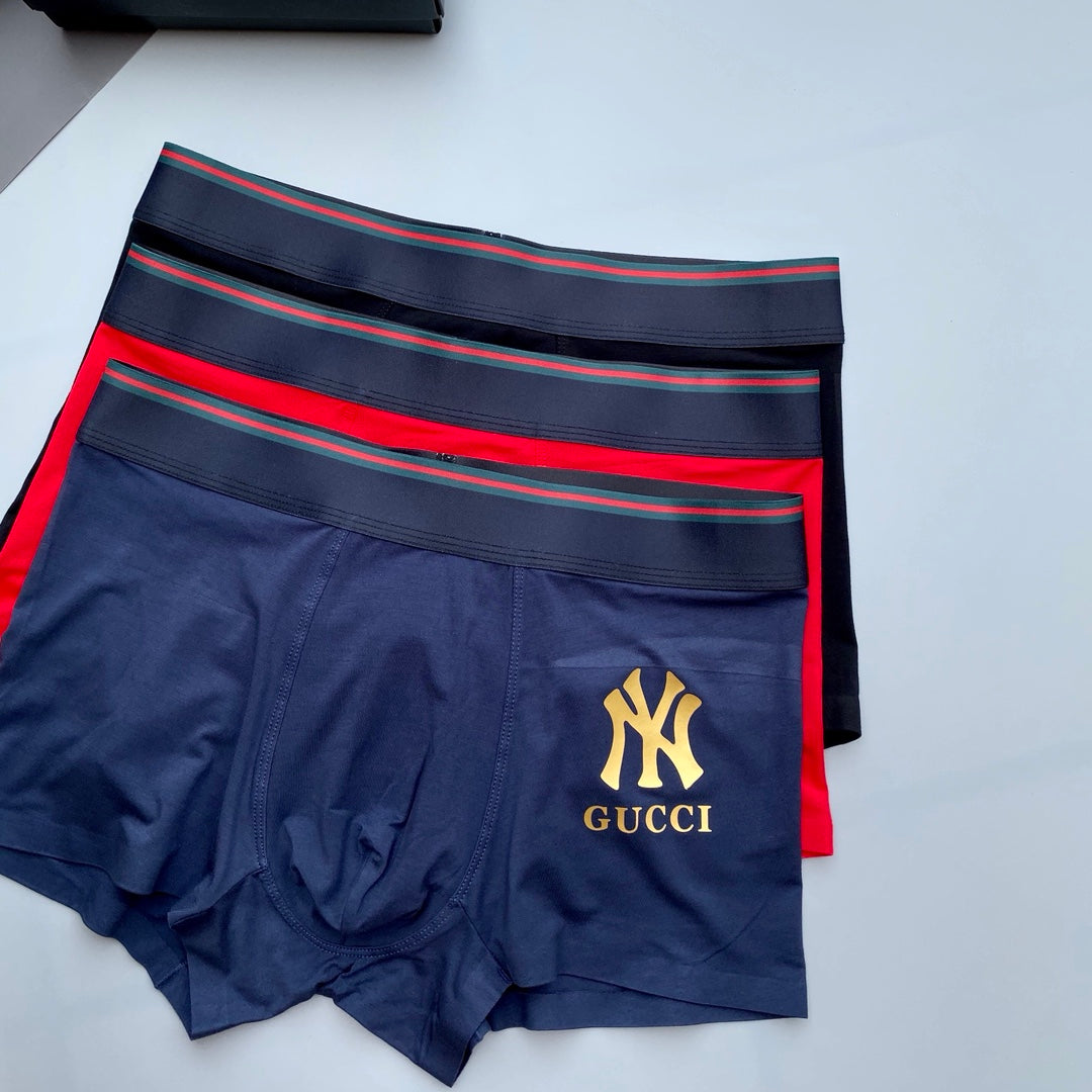 Gucci Red and Navy Boxer Briefs 3-Piece Box Collection Essentials