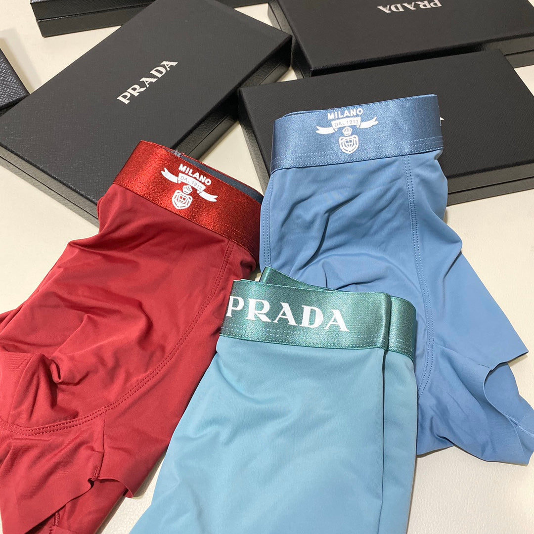 Prada Striped Waistband Men's Trunk Underwear - 3-Piece Box