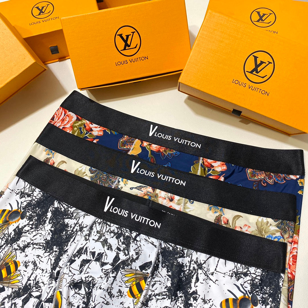 Louis Vuitton Floral And All-Over Art Prints Men's Boxer Briefs - 3-Piece Box