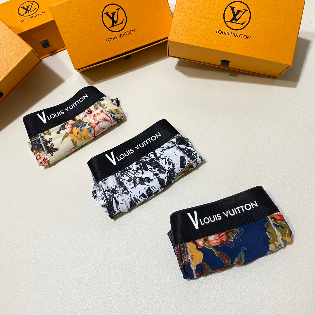 Louis Vuitton Floral And All-Over Art Prints Men's Boxer Briefs - 3-Piece Box