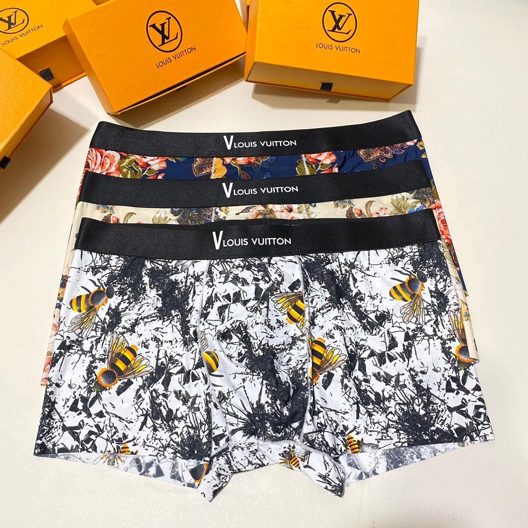 Louis Vuitton Floral And All-Over Art Prints Men's Boxer Briefs - 3-Piece Box